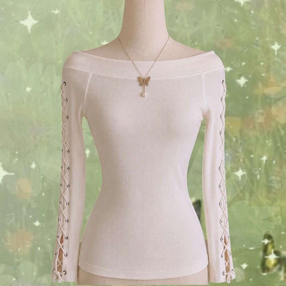 Moda International Y2K Lace Up Sleeve Top